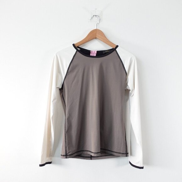 Alala Top Women Small Activewear Gray White Sports Colorblock Zip Back CANADA - Picture 1 of 13